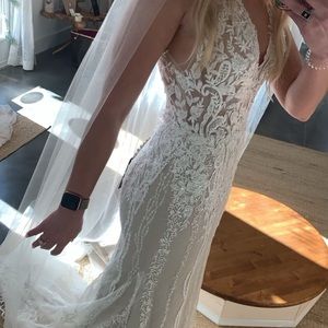 Lillian West wedding gown 66076. size 10 , nude/ivory/nude